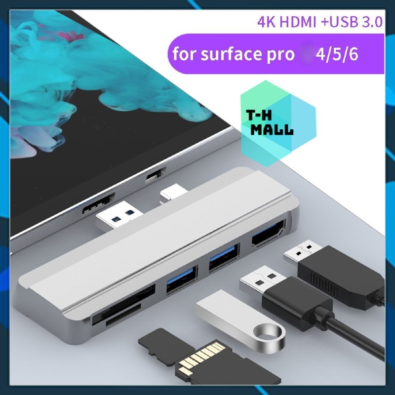 [Pro 4/5/6] Bộ Chuyển Đổi Hub 5 Trong 1 Loại Mini DP Displayport sang 5 Cổng USB 3.0 / HDMI / SD / TF Surface Pro 4 5 6