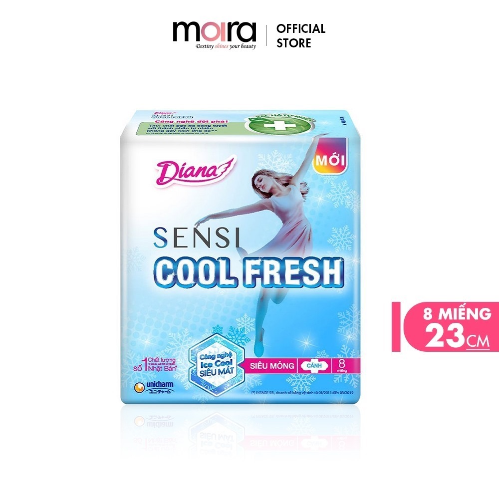 Combo 3 Băng Vệ Sinh Diana SenSi Cool Fresh Siêu Mỏng Cánh (8 Miếng/Gói)