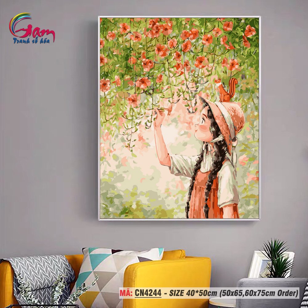 Tranh treo tường tự tô màu theo số sơn dầu số hóa Gam cô gái Aepool CN4244