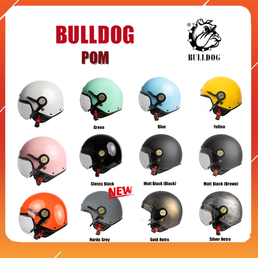 Mũ bảo hiểm 3/4 bulldog pom - mũ bảo hiểm có kính - lót nón thoáng khí - freeship