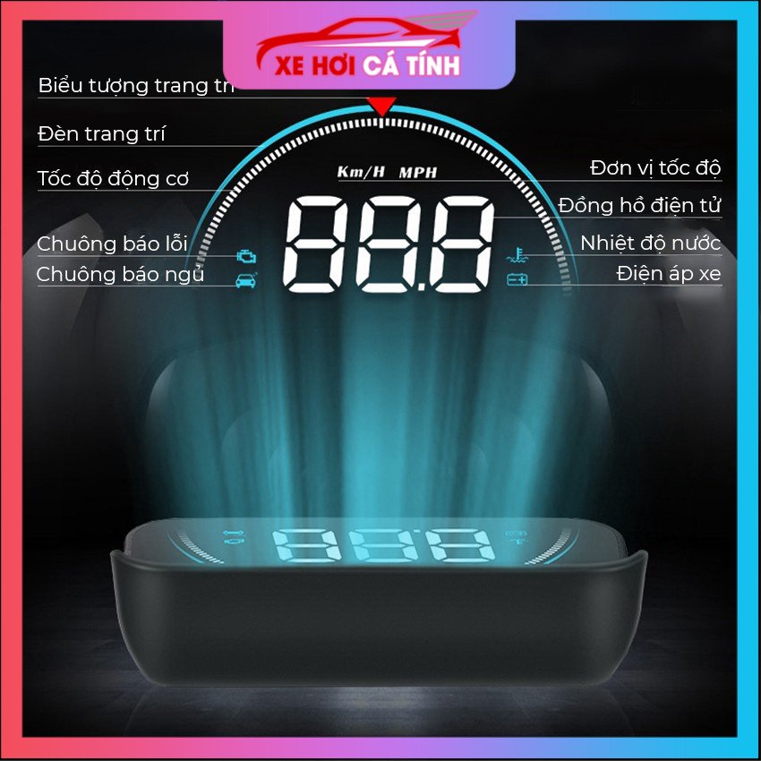 Bộ hud hiển thị tốc độ kính lái ô tô m8 và cảnh báo tốc độ thiết bị cắm cổng obd hub