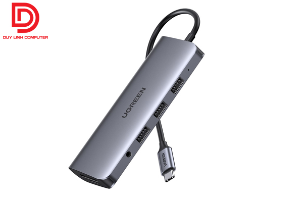 Ugreen 80133 - Hub USB Type C 10 in 1 tích hợp HDMI, VGA, 3.5mm, Lan, USB, Đọc Thẻ, Sạc USB C PD
