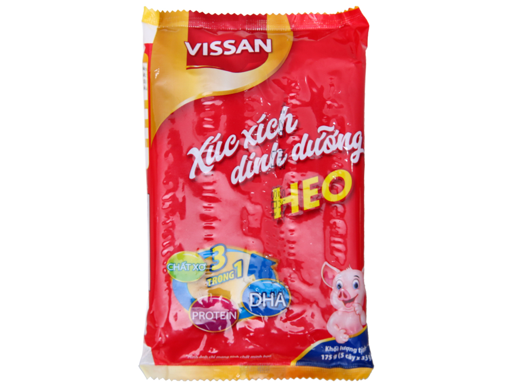 1 thùng 20 gói xúc xích heo dinh dưỡng Vissan gói 175g (5 cây x 35g)