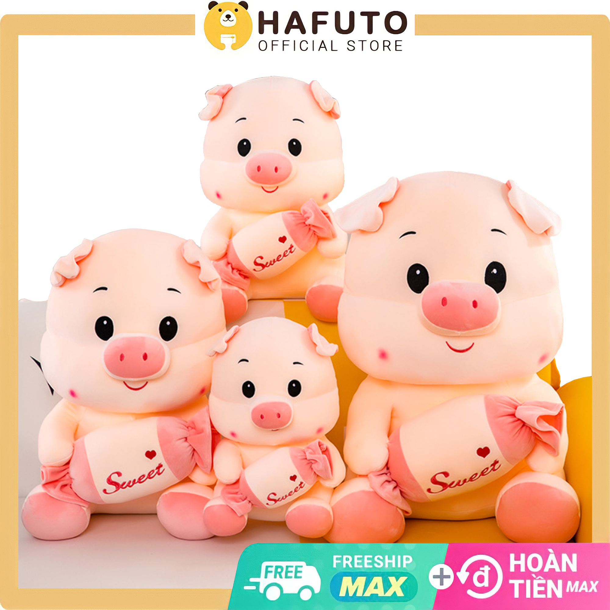 [Hàng Cao Cấp] Gấu Bông Heo Ôm Kẹo Hafuto Cute, Nhiều Kích Thước, Mềm Mại Cao Cấp, Qùa Tặng Cho Mọi Lứa Tuổi