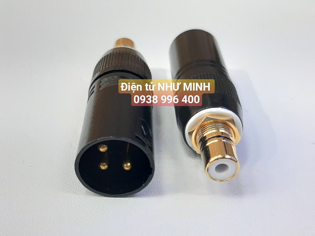 2 cái jack chuyển CANON đực ra AV cái xi vàng màu đen cao cấp