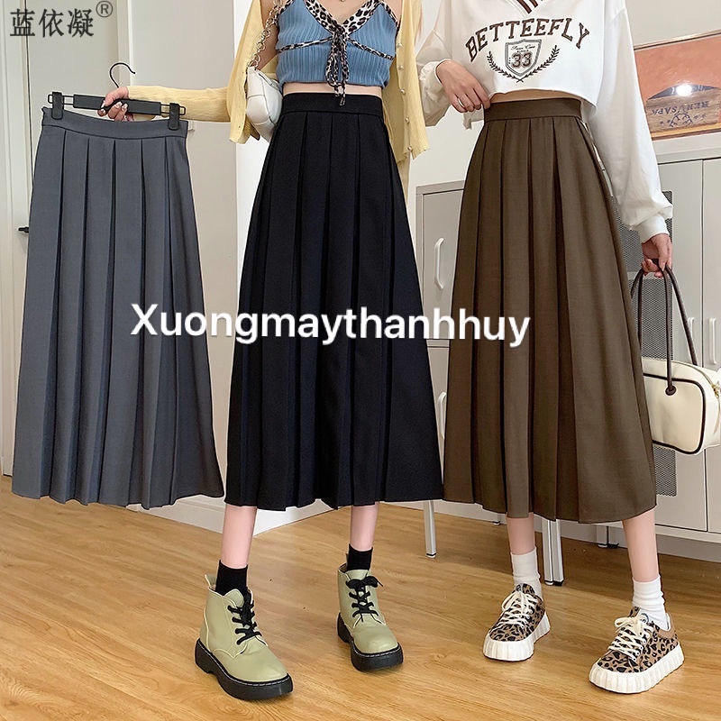 732-chân váy xếp ly dài, chân váy xếp li công sở midi