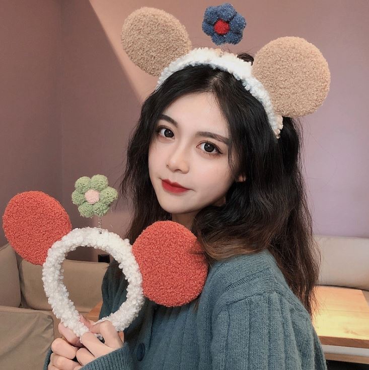 Băng đô, bờm cài tóc tai chuột mix hoa cute
