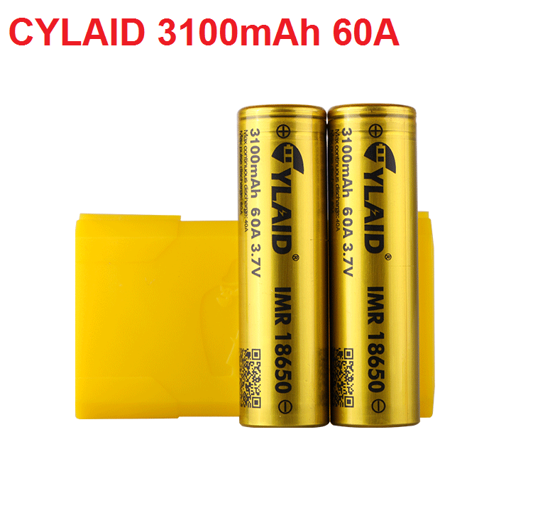 Pin sạc 3.7v 18650 cylaid Lithium ion Dung Lượng 3100mAh dòng xả cao 60A (2 viên)