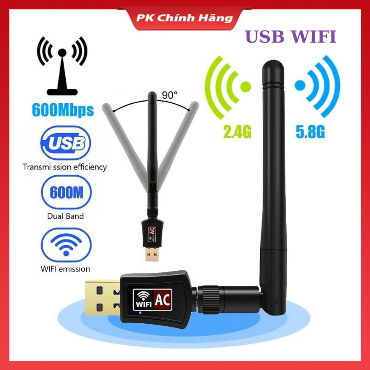 Usb wifi usb thu wifi có anten không dây 5ghz 2.4ghz 150-600 mbps cho máy tính/laptop, tiện dụng, khoẻ,bảo hành 12 tháng
