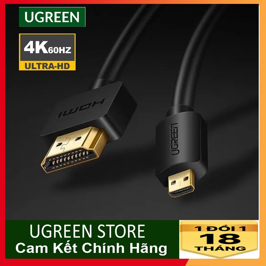 Dây chuyển micro hdmi type d to hdmi type a ugreen hd127 cao cấp - cáp micro hdmi to hdmi