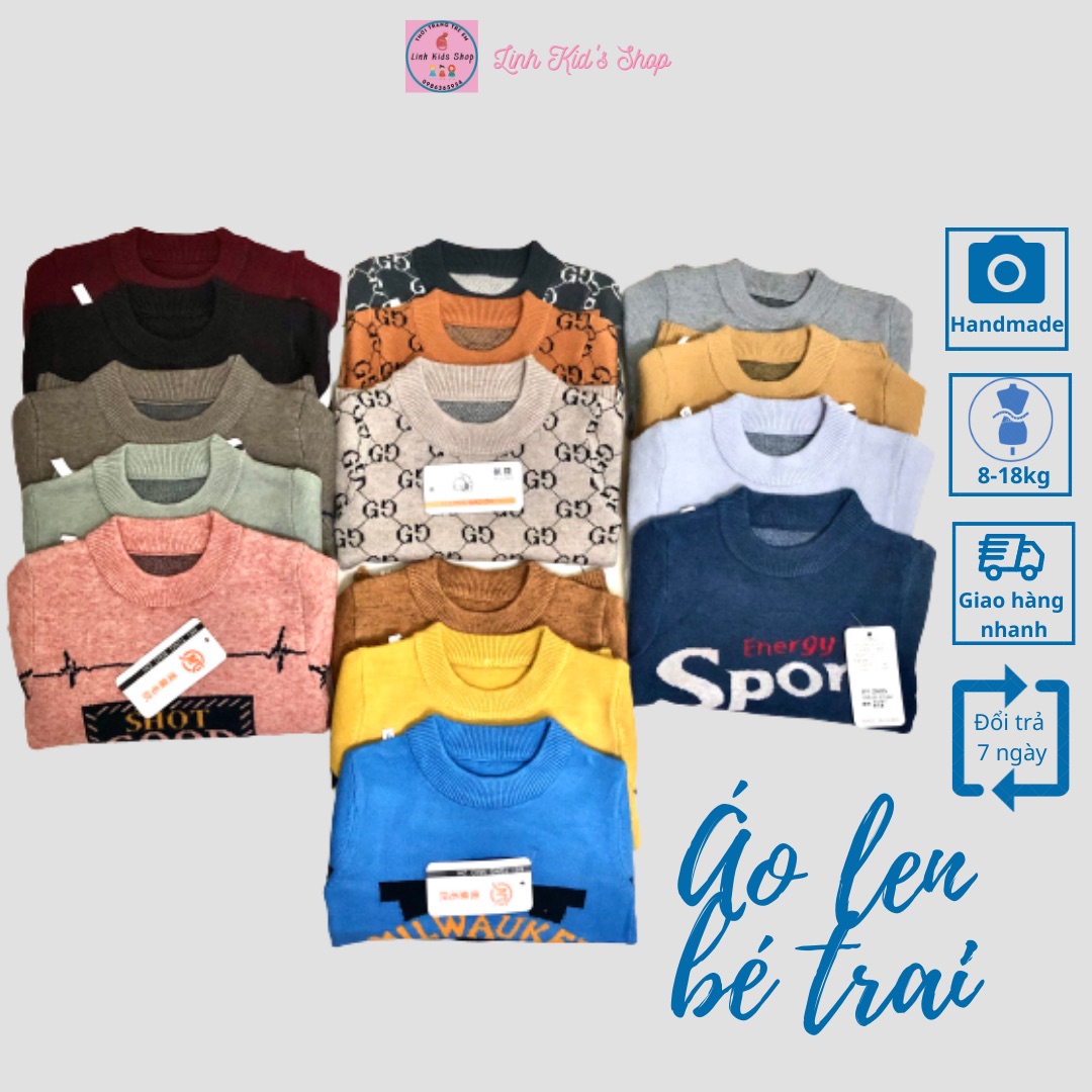 Áo len cổ tròn Quảng Châu cho bé trai 8-20kg