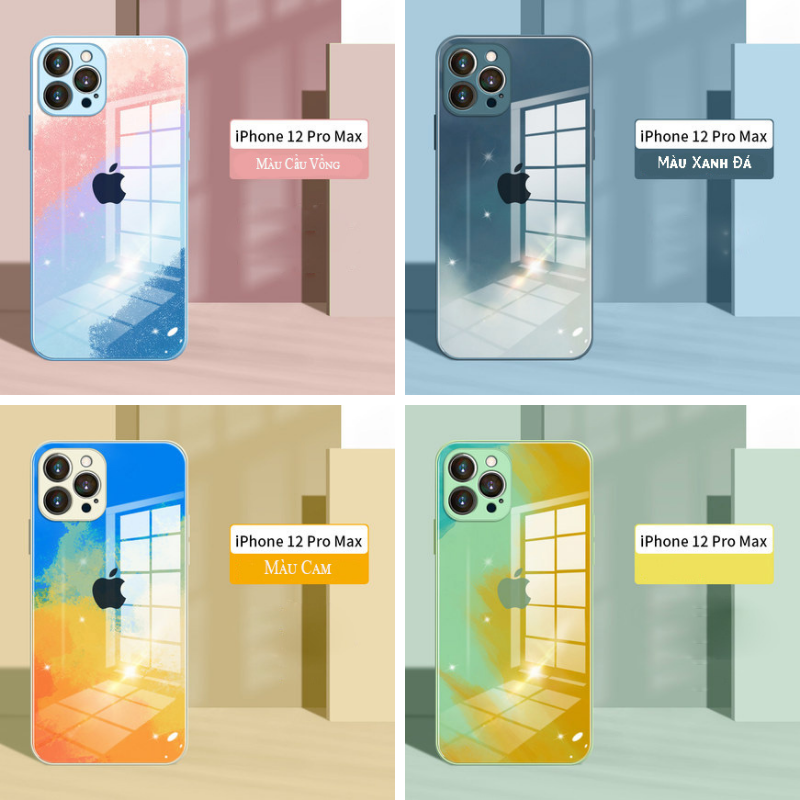 Ốp lưng iPhone SKY viền dẻo-mặt lưng kính cường lực cho dòng từ iPhone 7plus đến 12PROMAX