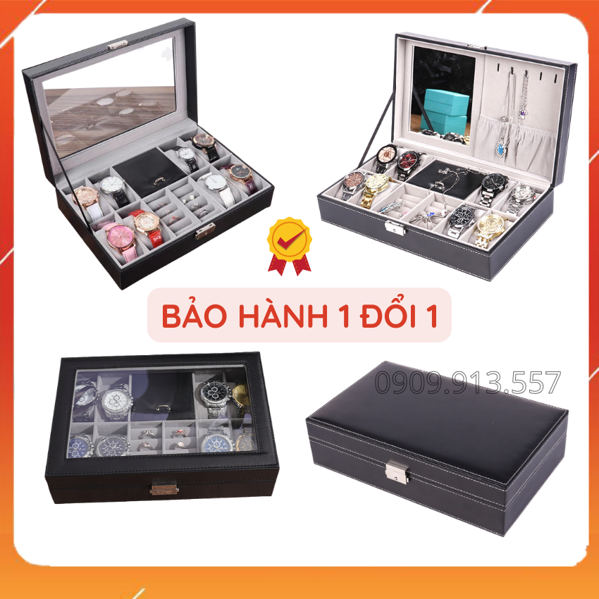 [HCM]Hộp đựng đồng hồ 8 chiếc và trang sức gương