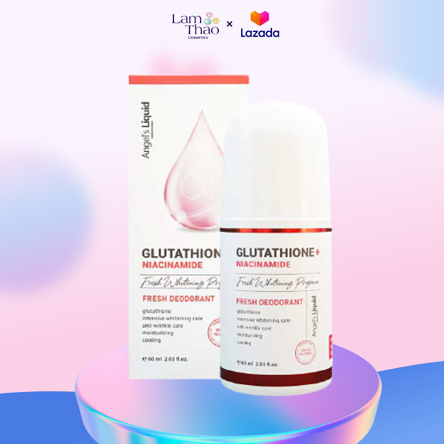 Lăn Khử Mùi Dưỡng Trắng Giảm Thâm Angel's Liquid Glutathione + Niacinamide Arbutin Fresh Deodorant