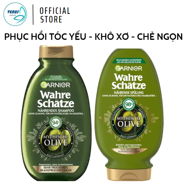 Dầu gội dầu xả Garnier Đức Olive dưỡng mượt tóc phục hồi tóc khô xơ chẻ ngọn 250ml - Hàng chính hãng Đức