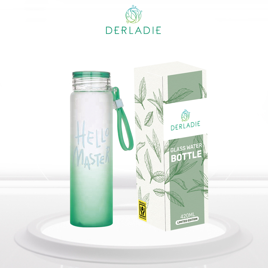 Bình nước thuỷ tinh nhiều màu Derladie Hello Master Water Bottle 420ml