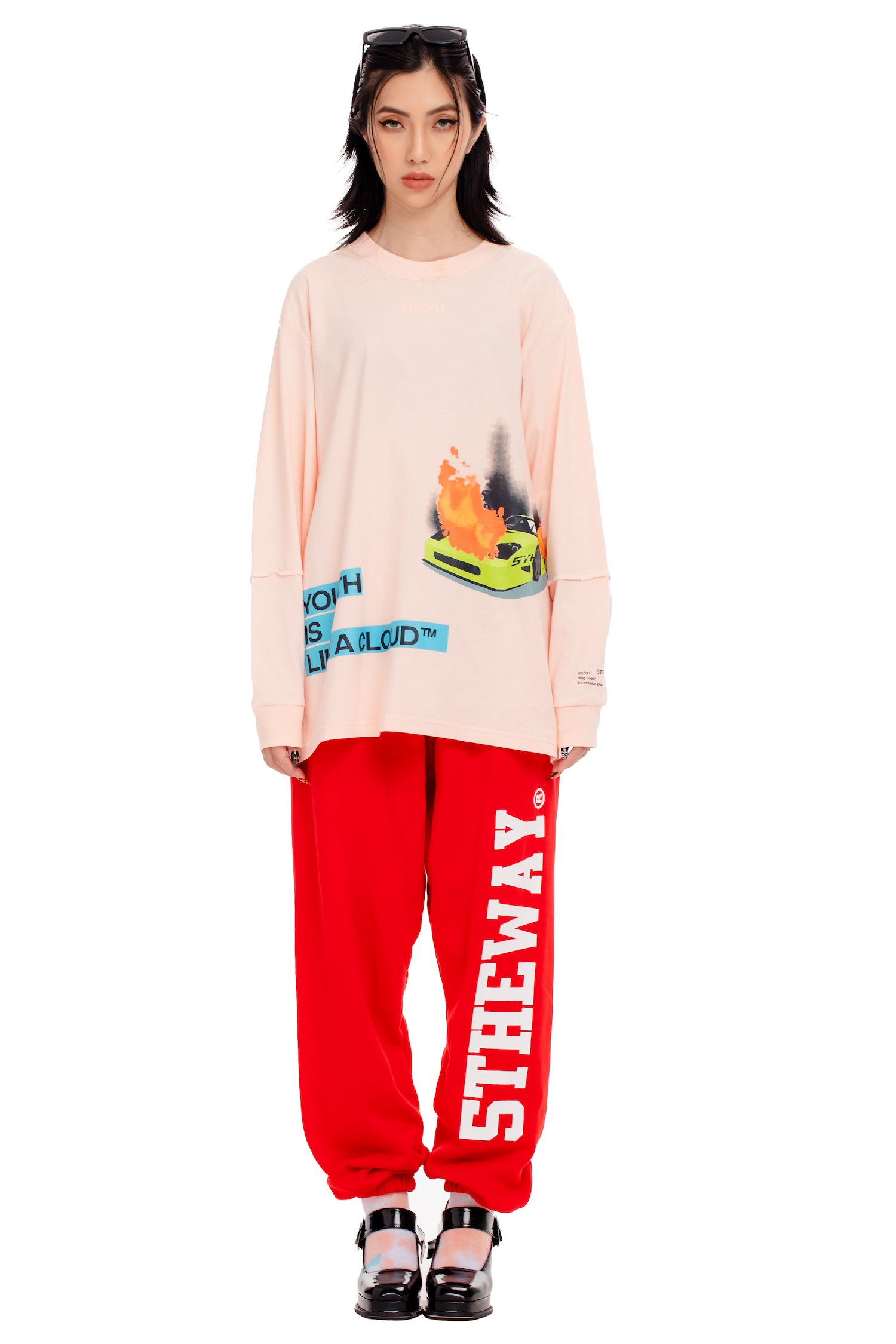 Áo thun tay dài cổ tròn 5theway® /yilac/ square long sleeve tee™