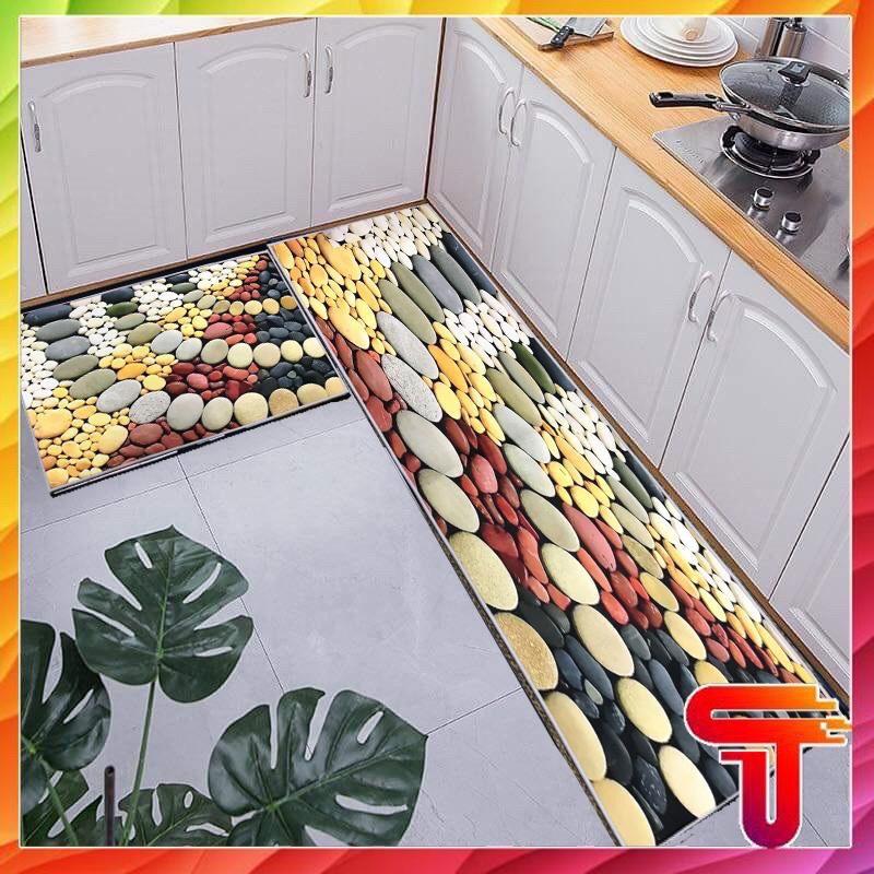 Combo 2 miếng thảm bếp 3D chống trơn bám sàn - Sét 2 thảm 120x40 và 60x40 mẫu ngẫu nhiên