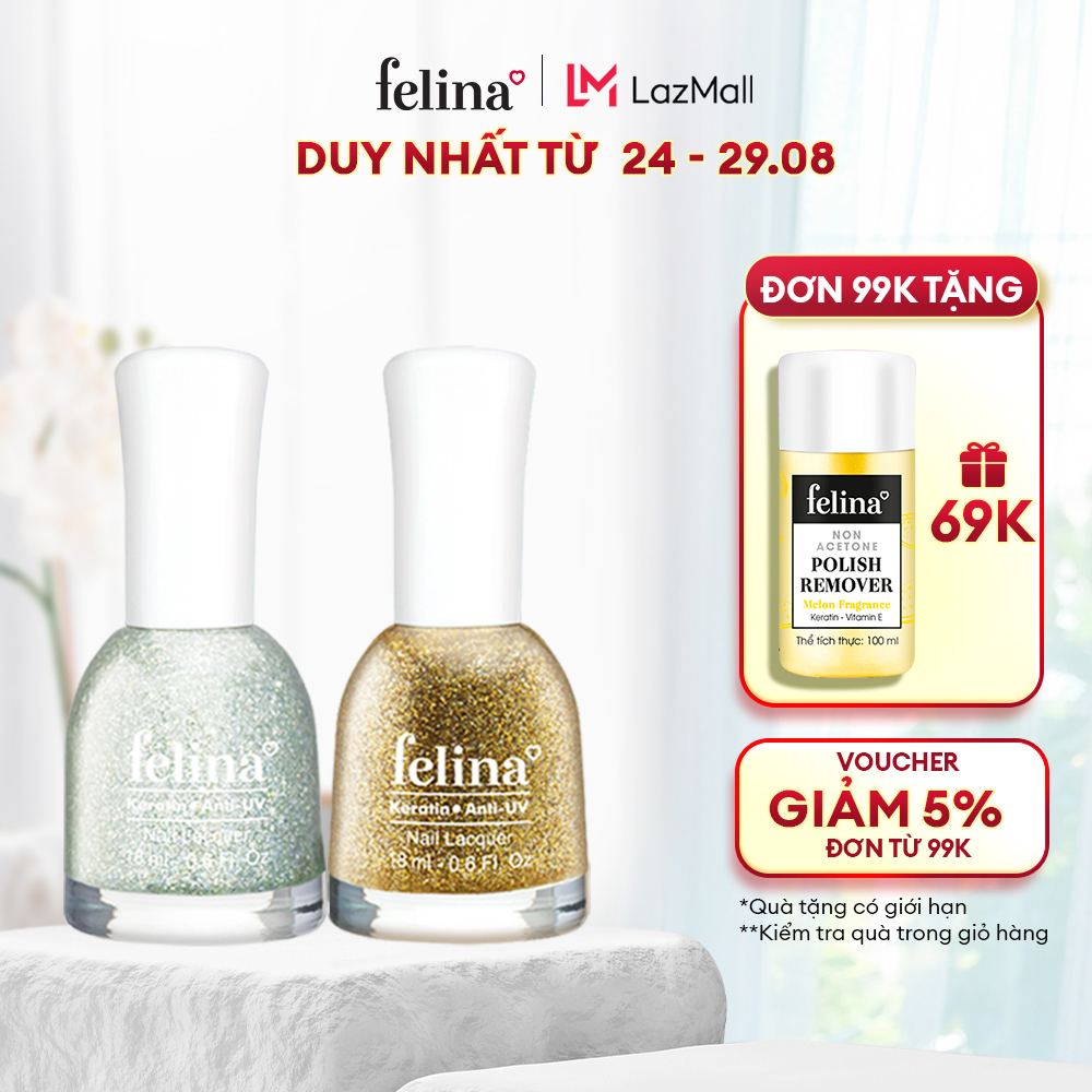 Sơn móng tay Felina Nail lên màu đều, nuôi dưỡng móng, chống tia UV 18ml