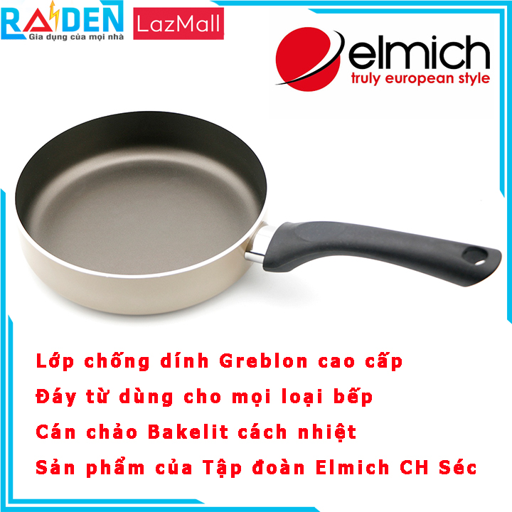 Chảo Chống Dính 16CM/18CM/20CM Đáy Từ Elmich SmartCook SM-7217/SM-7218/SM-7219 Dùng Được Bếp Từ, Bếp Gas và Bếp Hồng Ngoại-Hàng Chính Hãng