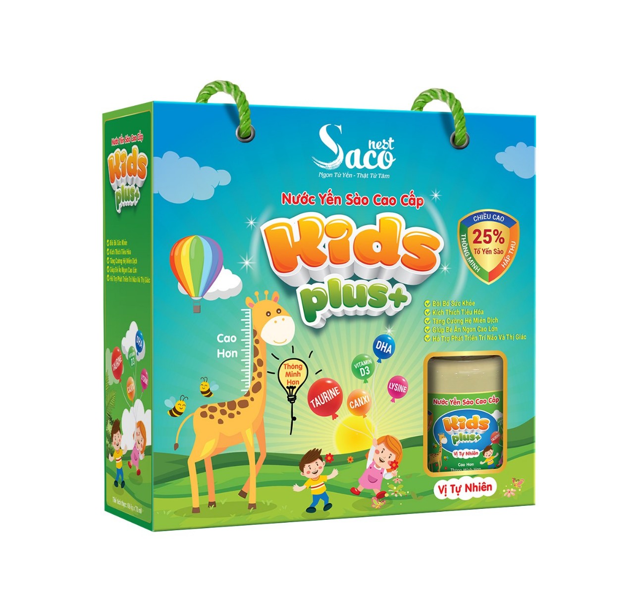 Combo 2 hộp nước yến sào kid's plus 25% yến thiên nhiên thương hiệu saconest hộp 6 lọ - 70ml/lọ - vị tự nhiên
