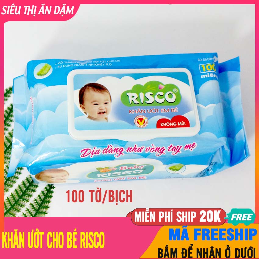 Khăn Giấy Ướt Không Mùi RISCO 100 Tờ/bịch, Có Nắp Đậy Không Mùi, Mềm Mại, Kháng Khuẩn - Khăn Ướt Không Mùi, Khăn Giấy Uot, Khăn Ướt Em Bé, Khăn Giấy Ướt Cho Em Bé, Khăn Ướt Sơ Sinh - Khăn Ướt Risco - 8938506395073