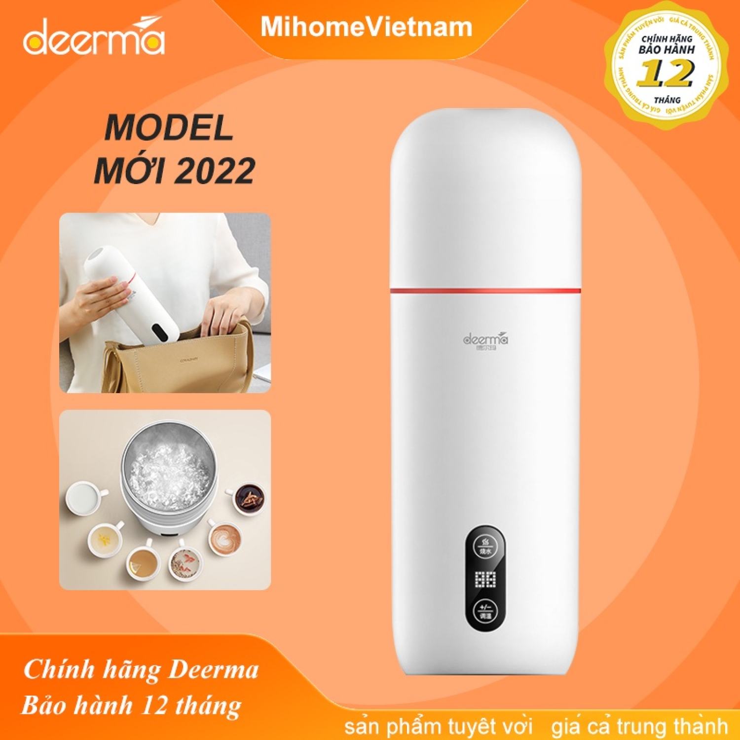 Bình đun siêu tốc kiêm bình giữ nhiệt deerma dr035s