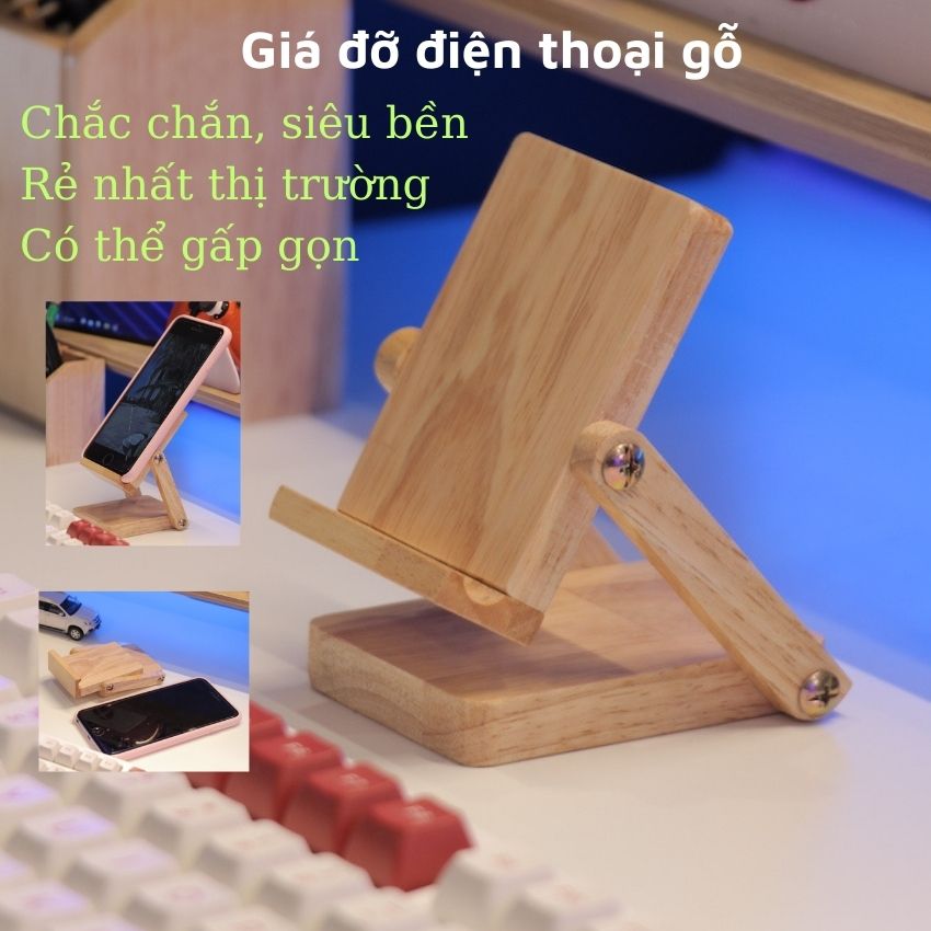 Giá đỡ điện thoại gỗ, kệ điện thoại gỗ, giá để điện thoại bằng gỗ xếp gập nhỏ gọn chắc chắn Shop Gỗ Xinh