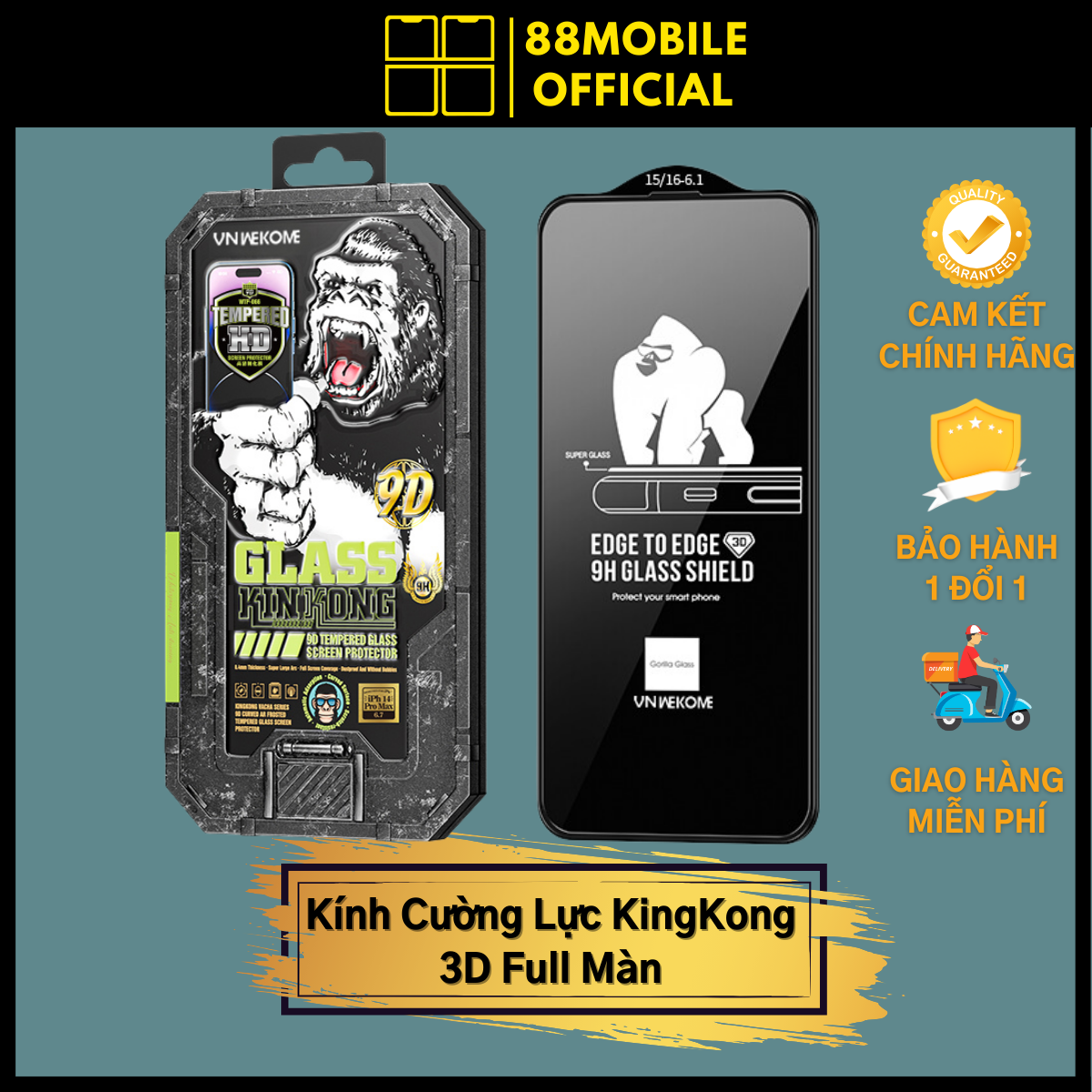Kính cường lực KingKong 3D WK Full Màn Dòng 6/6s/6sp/7/7p/8/8p/x/xs/xsmax/11/11pro/11promax/12/12pro/12promax/13/13pro/13promax/14/14promax/15