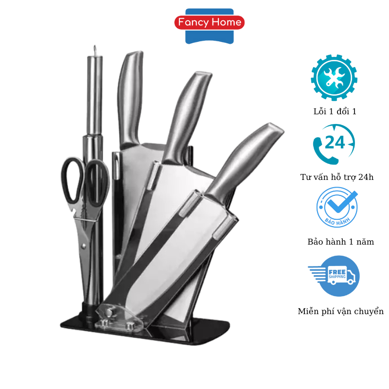 [HÀNG CỰC XỊN] BỘ DAO 6 MÓN NHẬT BẢN CAO CẤP KÈM GIÁ ĐỂ DAO; BỘ DAO INOX SEKI 6 MÓN CỰC XỊN; 1 BỘ DAO ĐA CHỨC NĂNG; DAO SẮC NGỌT; BỀN; ĐẸP; KHÔNG GỈ; Thỏa Sức Sáng Tạo Cho Bữa Cơm Gia Đình; BẢO HÀNH 12 THÁNG