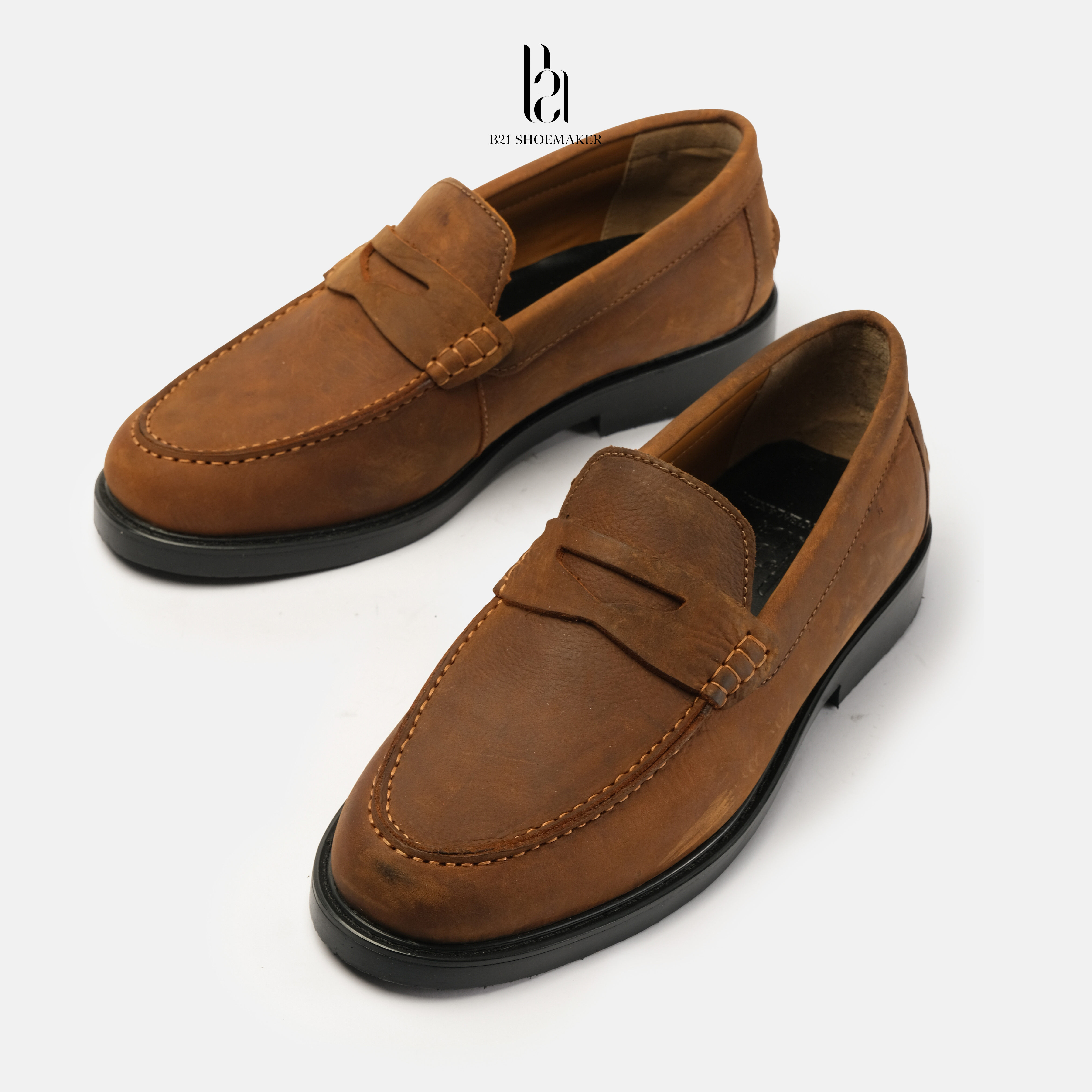 Giày Lười Loafer Nam Da Bò Công Sở Đế Cao Su Tăng Chiều Cao Êm Chân Phong