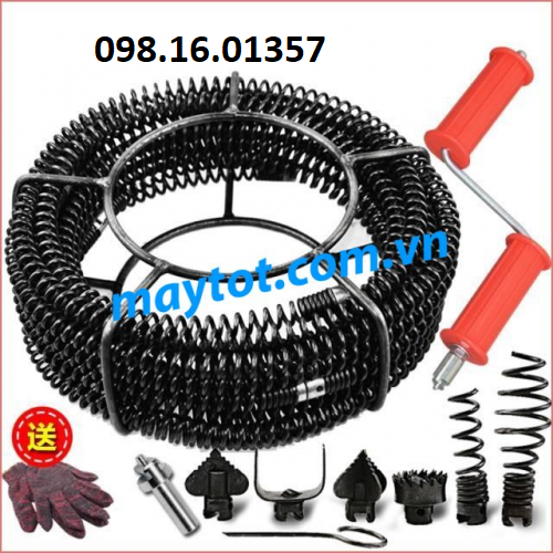 Dây thông tắc cống lò xo phi 16 dùng tay quay, máy khoan- dài 9m . Hàng Loại 1