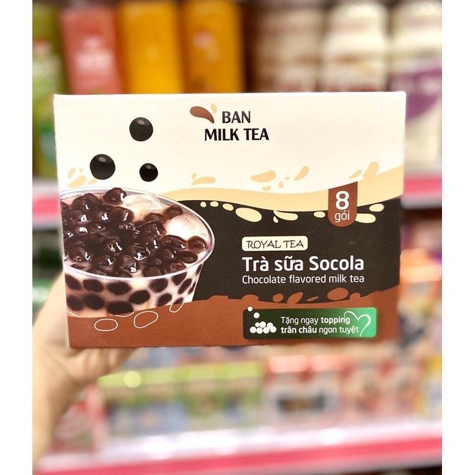 Trà Sữa Trân Châu Royal Tea Tự Pha Vị Chân Trâu Đường Đen/ Vị Ô Long Nướng/ Vị Socola (kèm trân châu)[ Hộp 8 set]