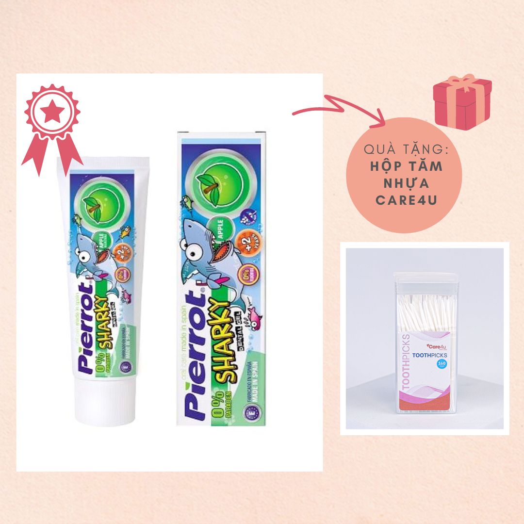 Kem đánh răng trẻ em Pierrot Sharky Calci hữu cơ hương táo 75ML