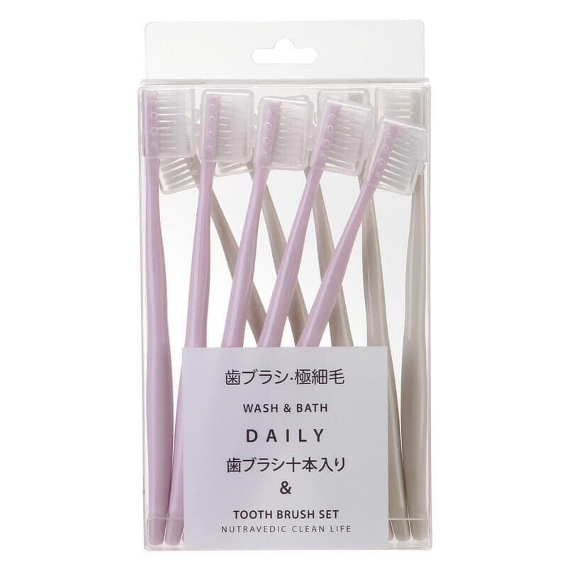 Hộp 10 bàn chải đánh răng Muji Nhật Bản cao cấp