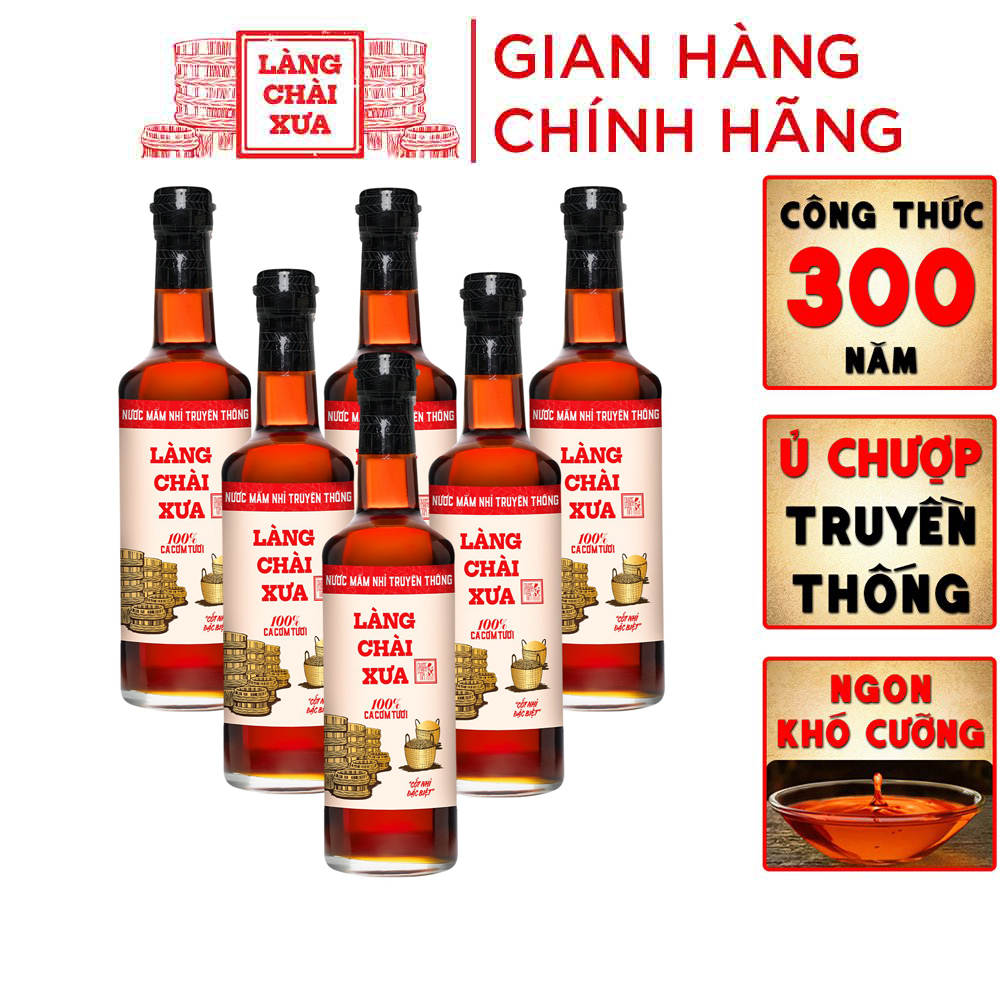 [Cốt nhỉ đặc biệt - 30 độ đạm] Thùng 6 chai nước mắm nhỉ Làng chài Xưa truyền thống nhãn đỏ chai thủy tinh 500ml cốt nhỉ đậm đà không chất bảo quản