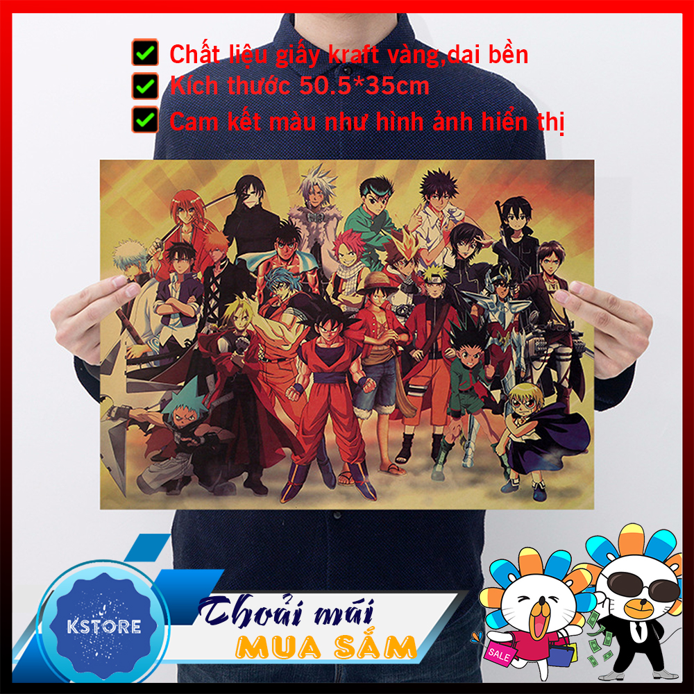 [ C068 ] Tranh poster treo tường tấm áp phích hỗn hợp các loại chuyện tranh Naruto, one Piece, 7 viên ngọc rồng - Kstore