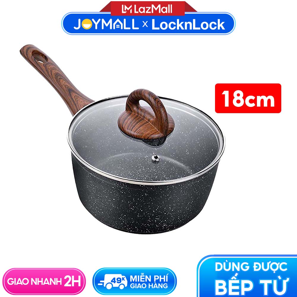 Chảo Lock&Lock chống dính bằng nhôm sâu lòng Baum Barble 18cm LBU1181 - Hàng chính hãng dùng được trên bếp từ, nắp thủy tinh - JoyMall
