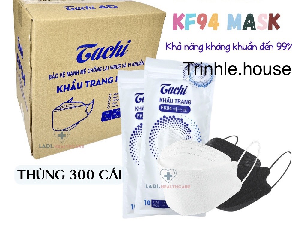 Sỉ thùng 300 cái khẩu trang kf94 4D Tachi 4 lớp kháng khuẩn lọc bụi mịn