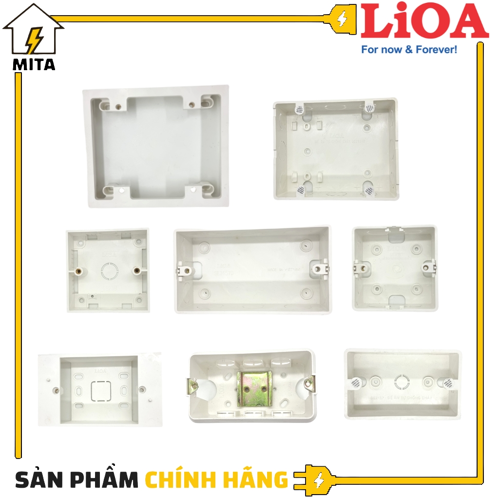 Đế âm và đế nổi lioa - đế lắp cho mặt vuông và chữ nhật
