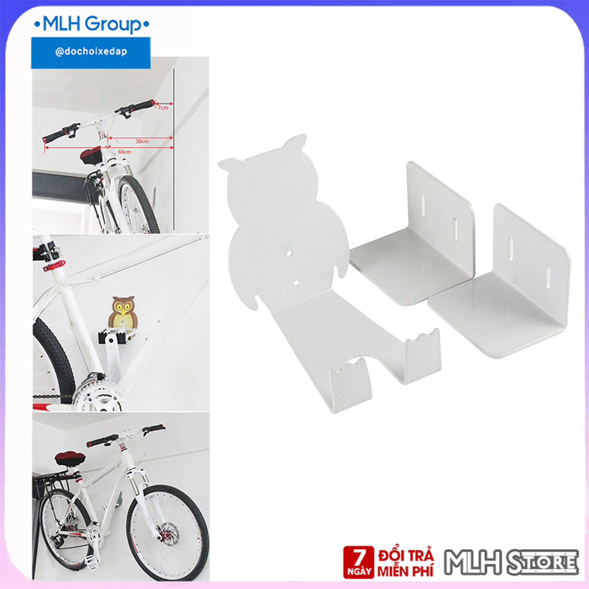Móc treo tường xe đạp hữu ích, giá đỡ xe đạp trên tường tiết kiệm không gian chịu tải 100kg chất liệu hợp kim nhôm chất lượng cao MLH