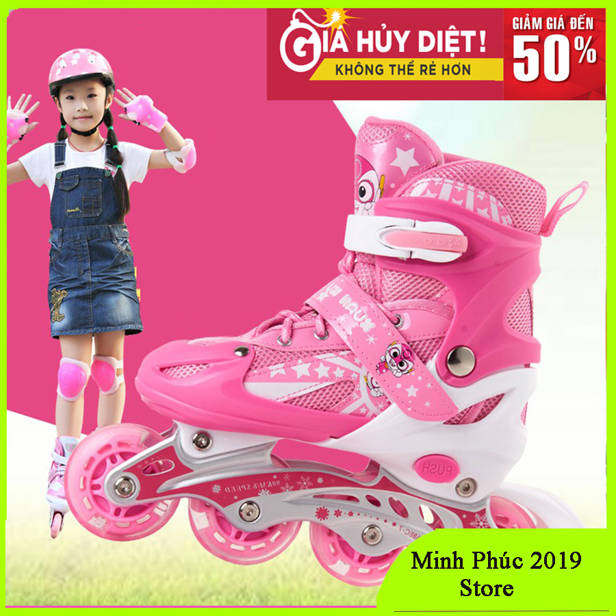 [ĐỦ SIZE CHO BÉ VÀ NGƯỜI LỚN] Giày trượt patin trẻ em, người lớn bánh phát sáng OS cao cấp + Tặng mũ và bộ bảo hộ, đủ size S, M, L