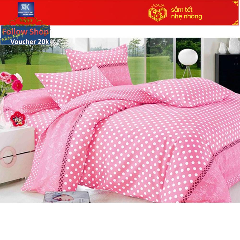 Bộ ga bọc chấm bi hồng