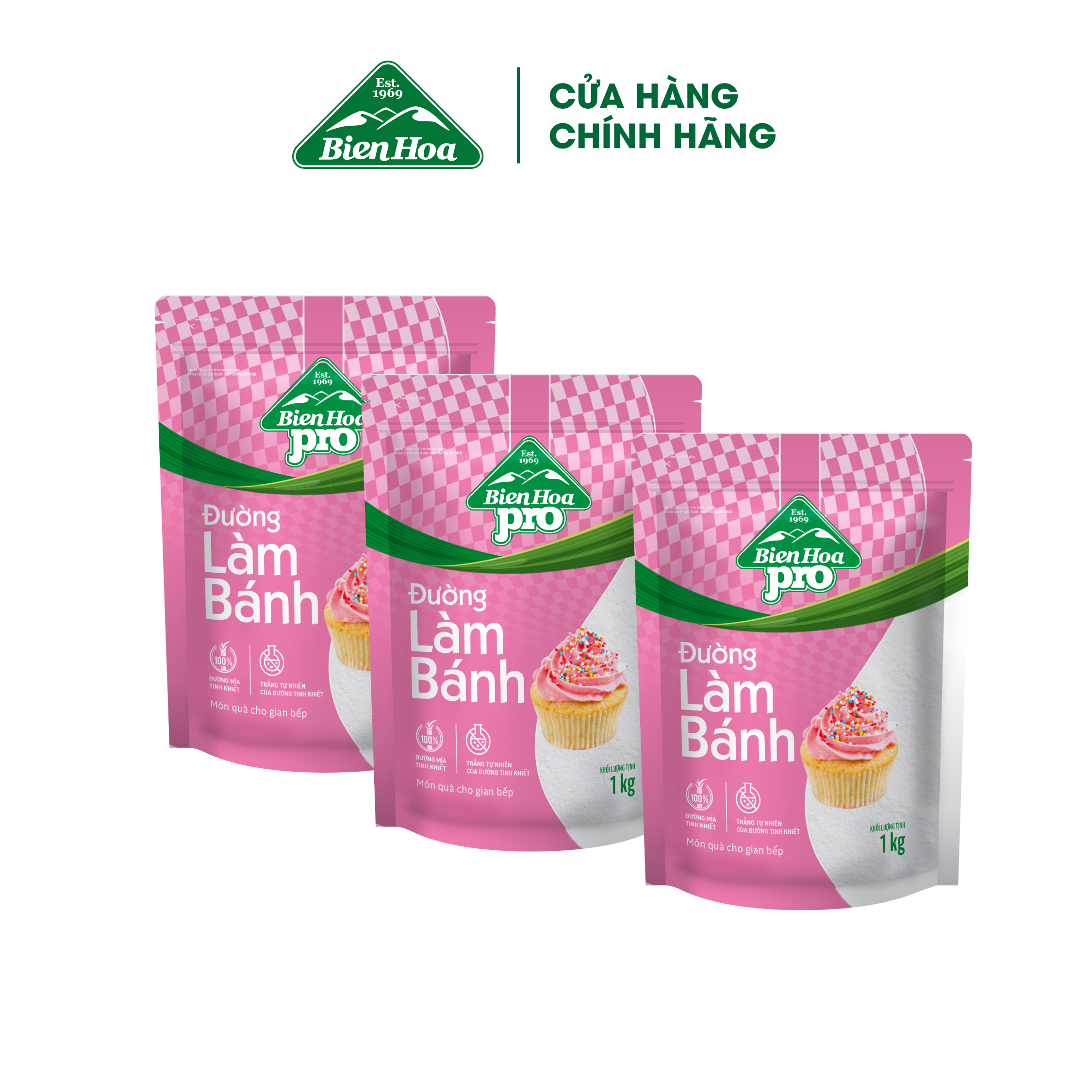 Combo 3 túi Đường Làm Bánh Biên Hòa Pro Baking 1kg/túi