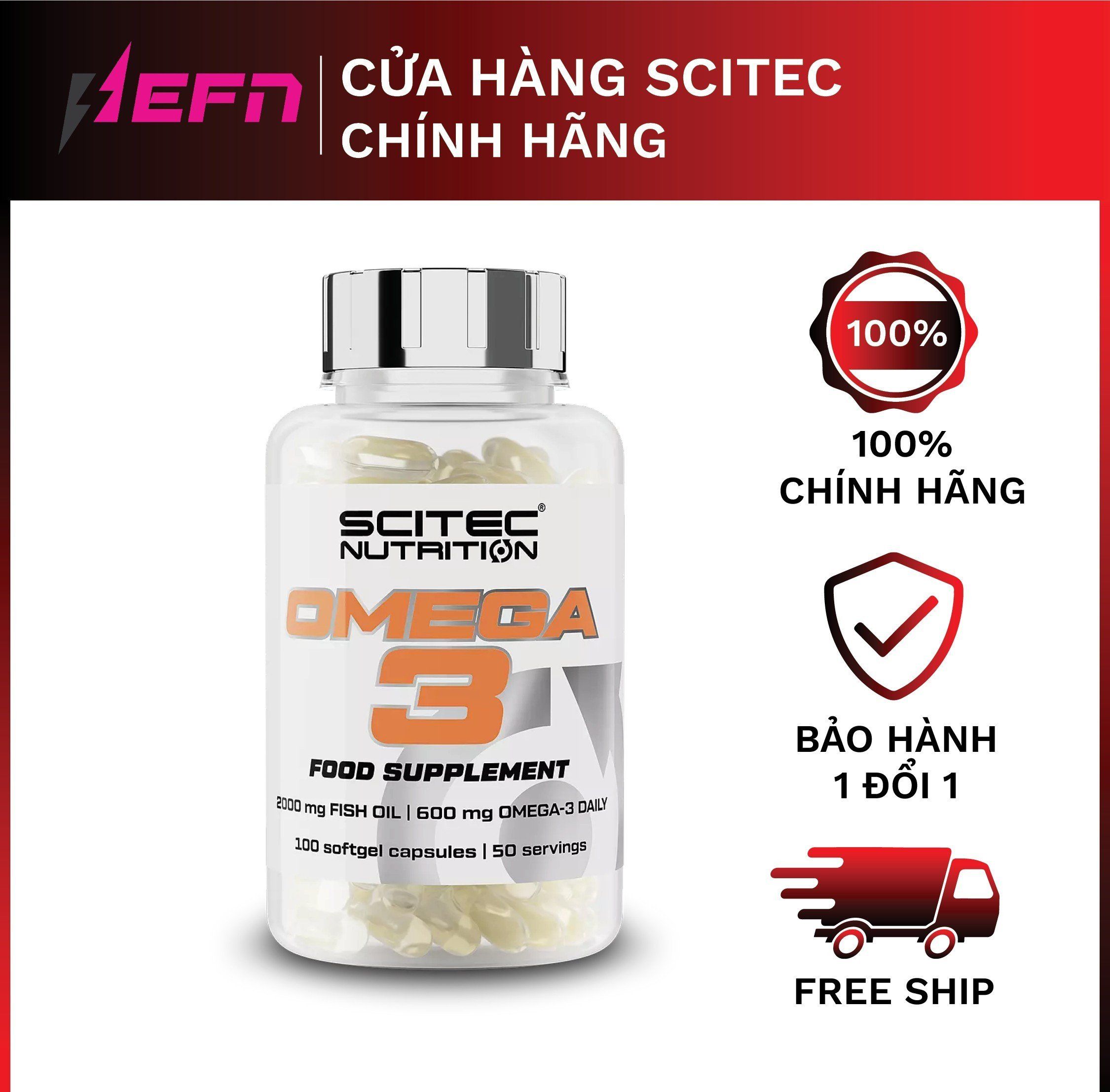 Omega 3 | dầu cá omega 3 scitec nutrition 100 viên - chính hãng