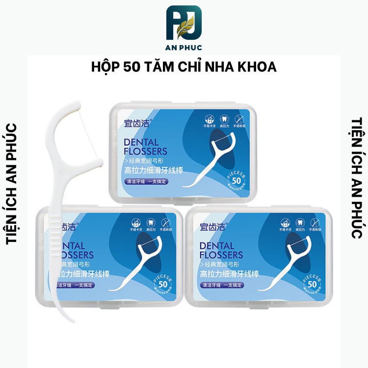 Tăm chỉ nha khoa hộp 50 Cây Dental Flossers tăm chỉ vệ sinh răng miệng