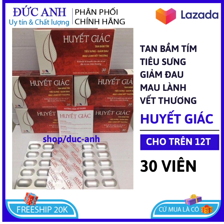 Viên uống huyết giác - giúp tan bầm tím, giảm sưng, mau lành vết thương , Hộp 30 viên đức anh center