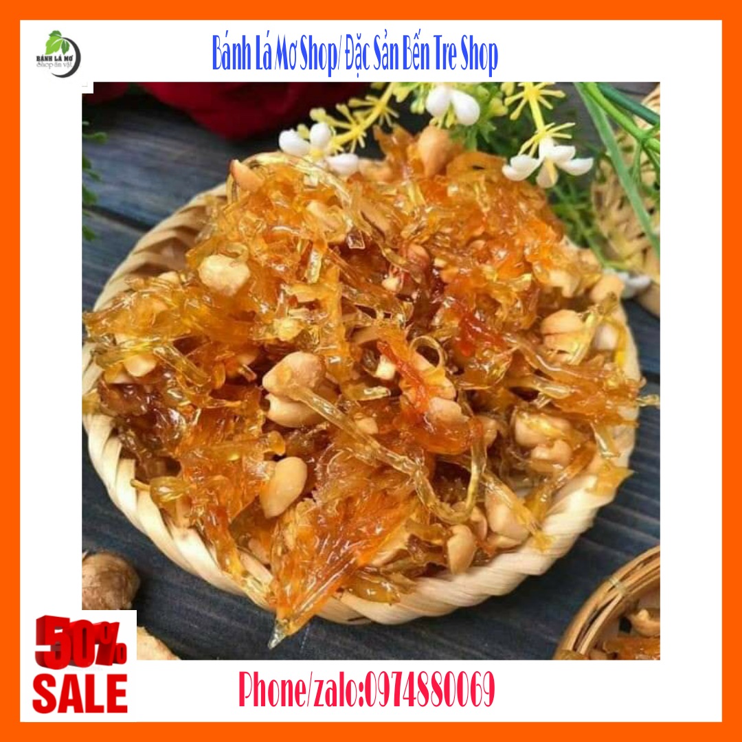 (Freeship) hủ 500gr Mứt gừng sợi dẻo mè đậu phộng