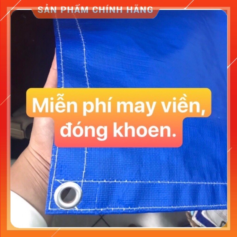 Tấm Bạt Che Nắng, Che Mưa Xanh Cam Hàn Quốc loại 1 (Đã May Viền Đóng Khoen Sẵn)