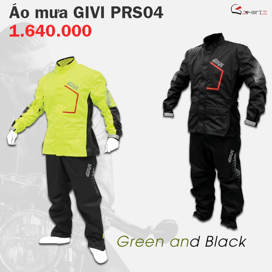 Bộ quần áo mưa GIVI vải giáp PRS04.AX YELOW  Prime Range Rain Suit